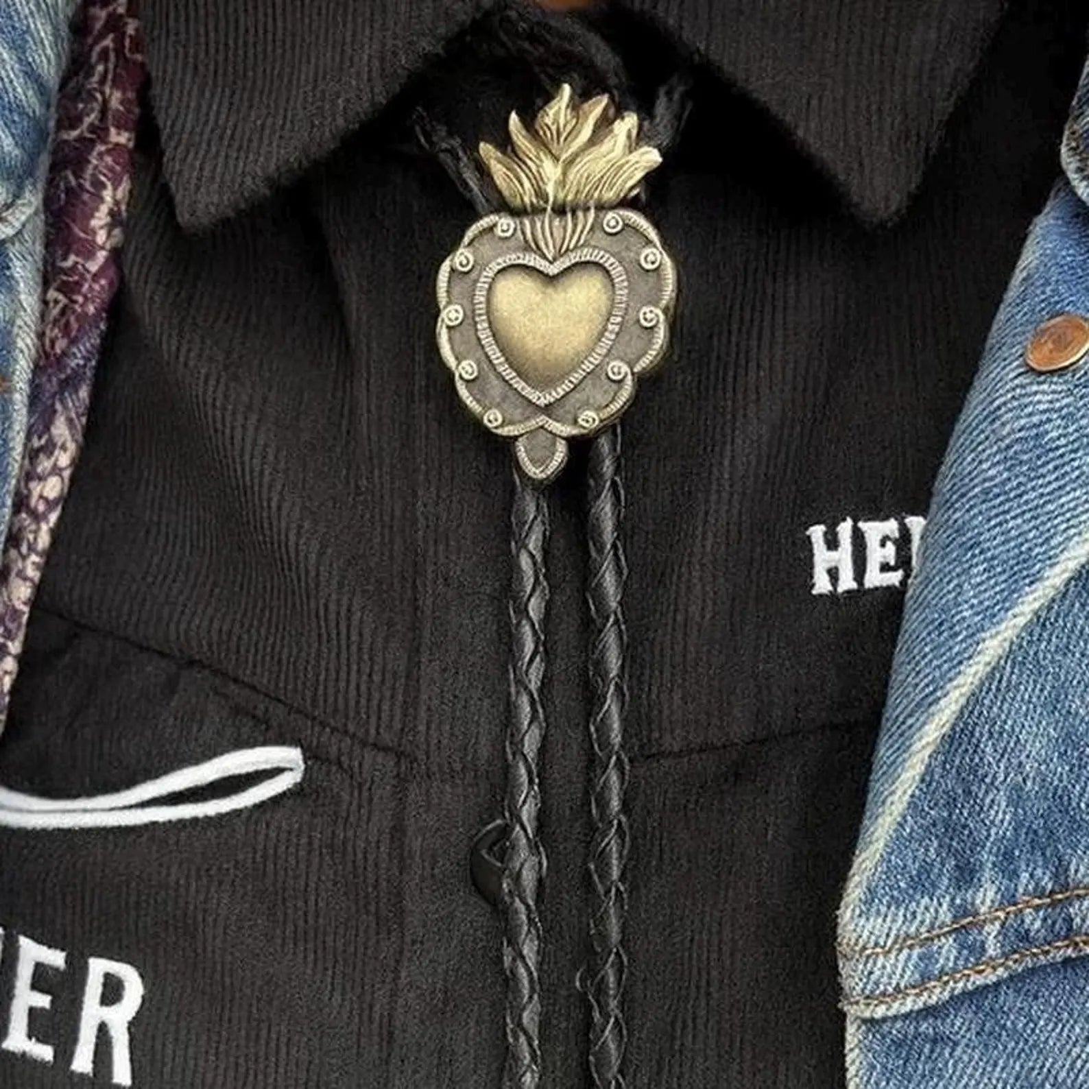 Sacred Heart Crown Gold Bolo Tie