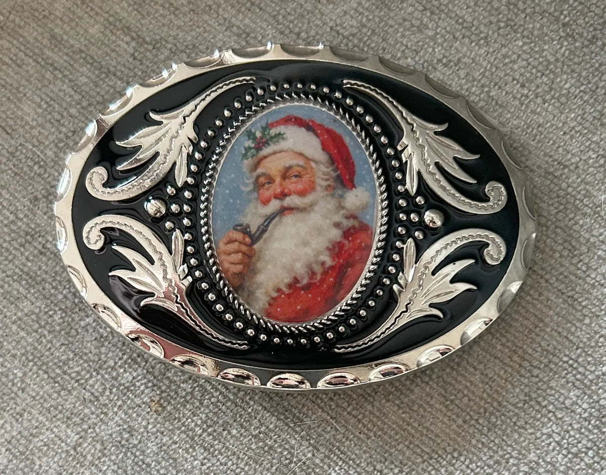 Silver Santa Claus Belt Buckle