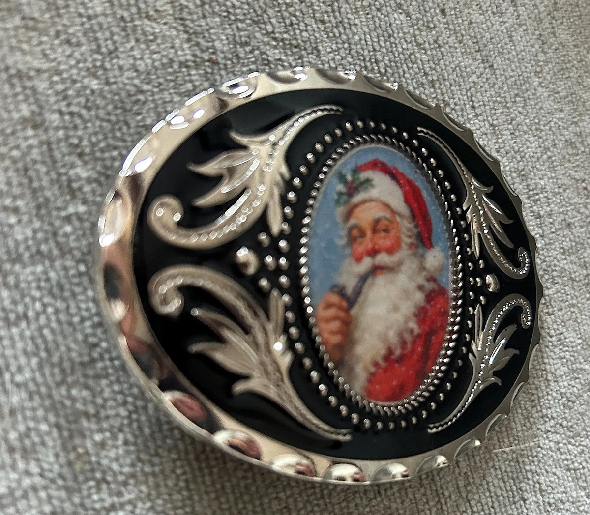 Silver Santa Claus Belt Buckle