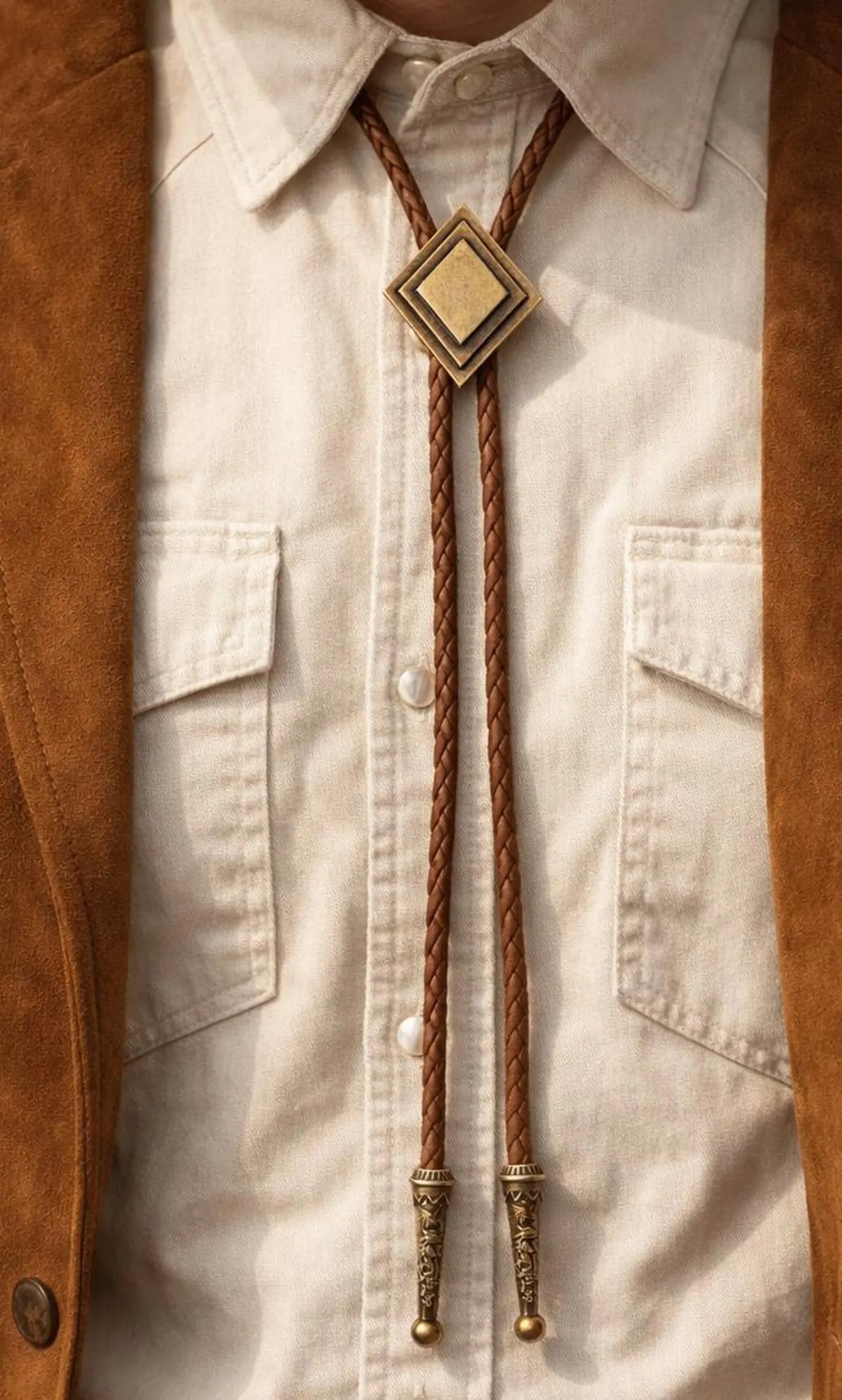 Brass Diamond Bolo Tie