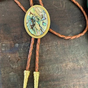 Abalone Shell Bolo Tie - Gold