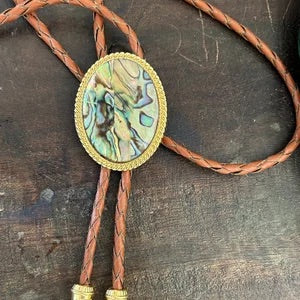 Abalone Shell Bolo Tie - Gold