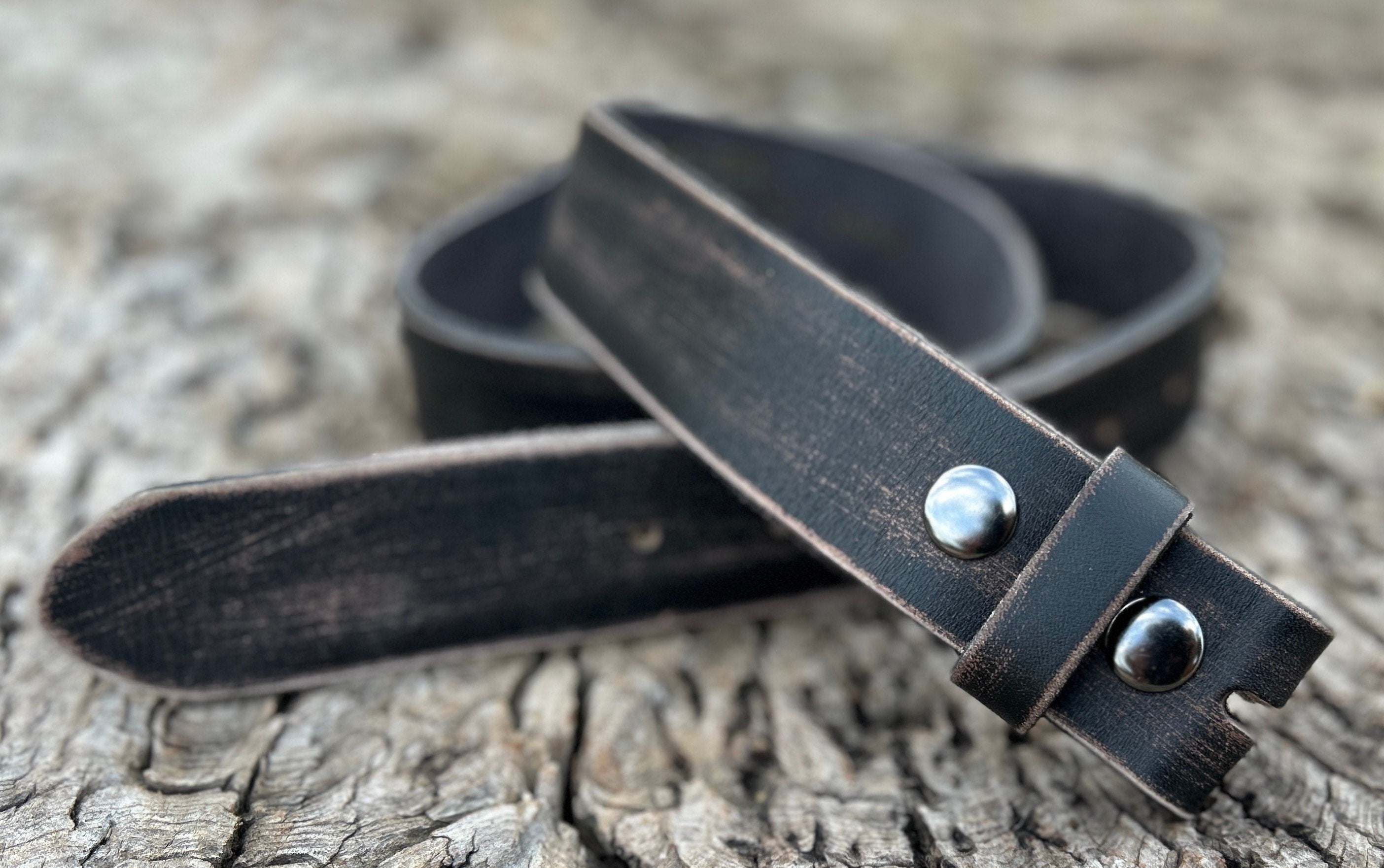 Black Leather Snap Belt Strap