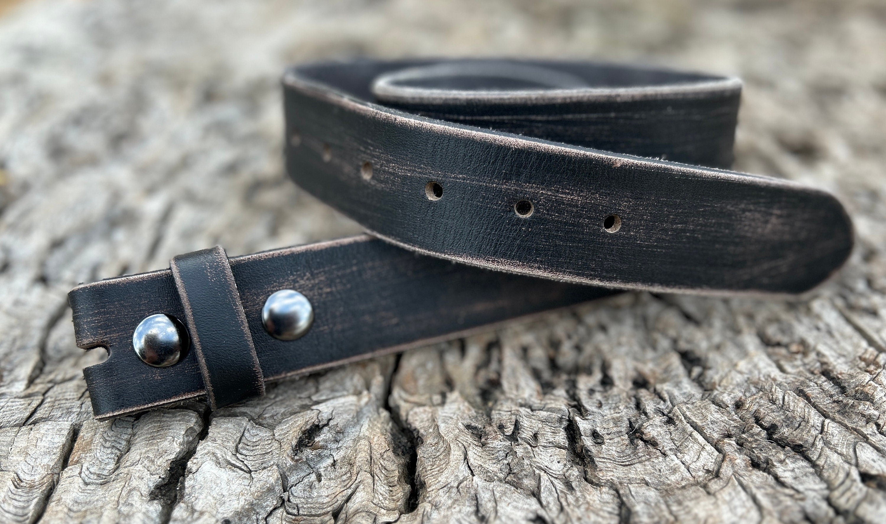 Black Leather Snap Belt Strap