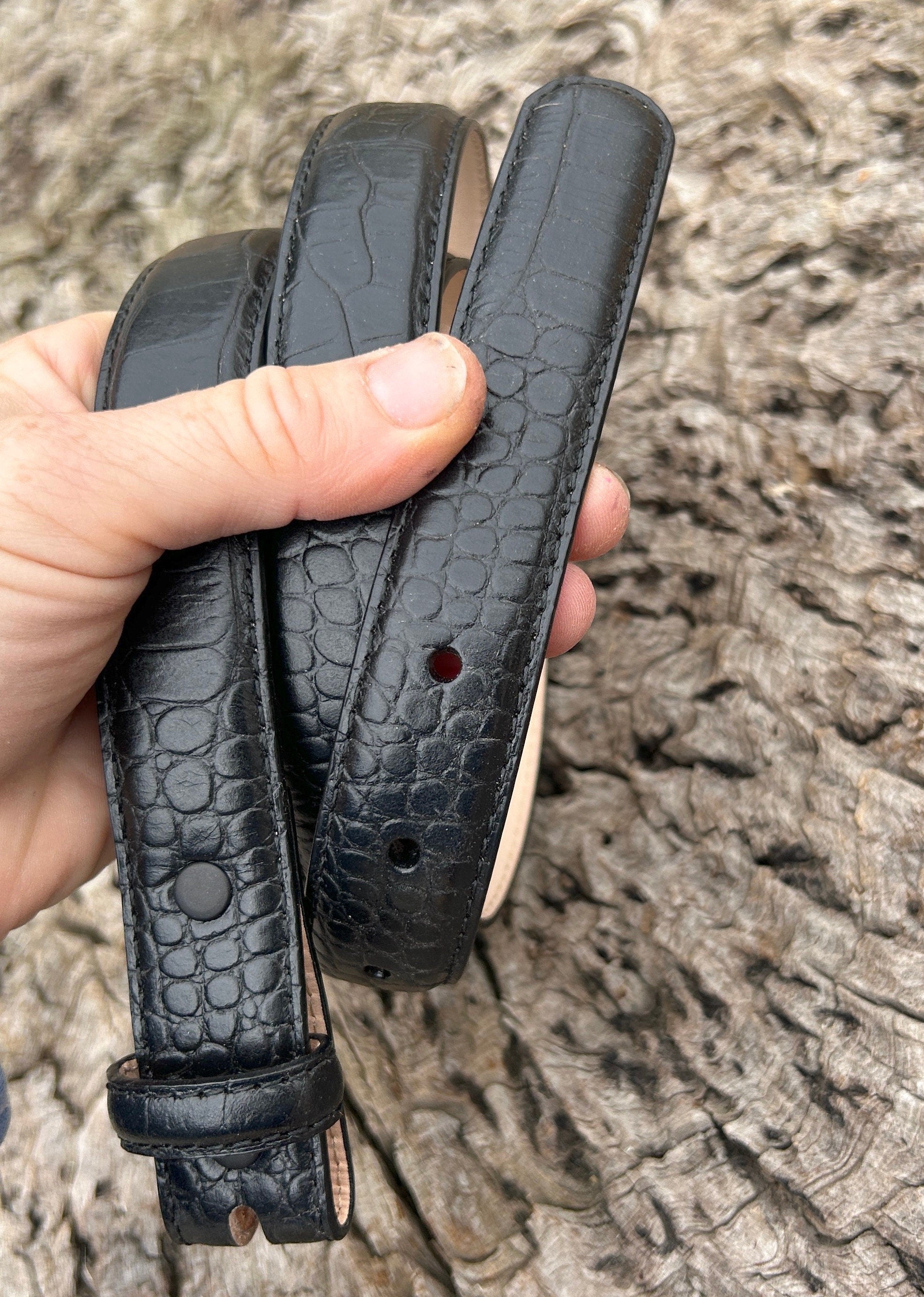 Alligator Print Leather Belt Strap