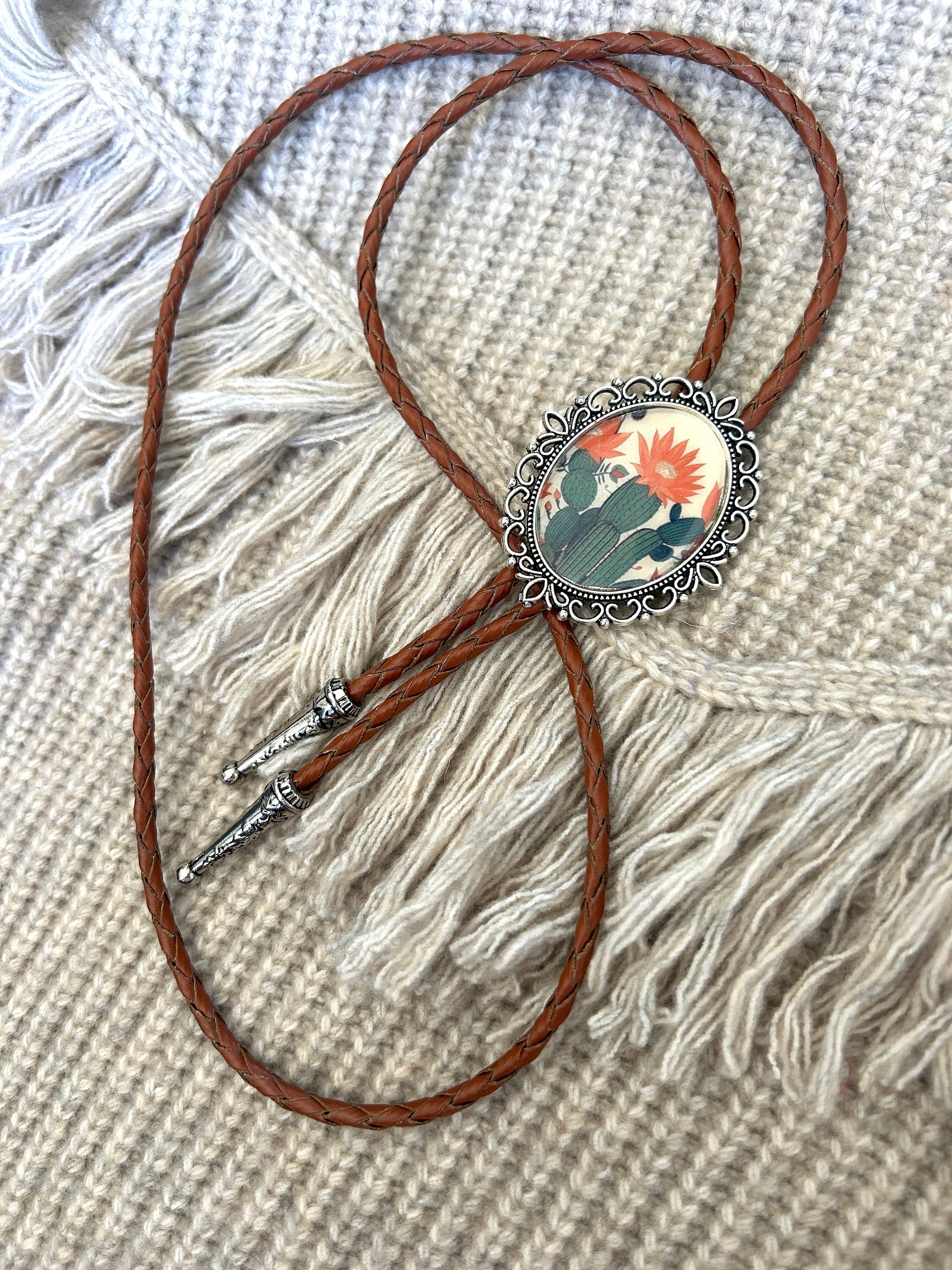 Cactus Flower Bolo Tie