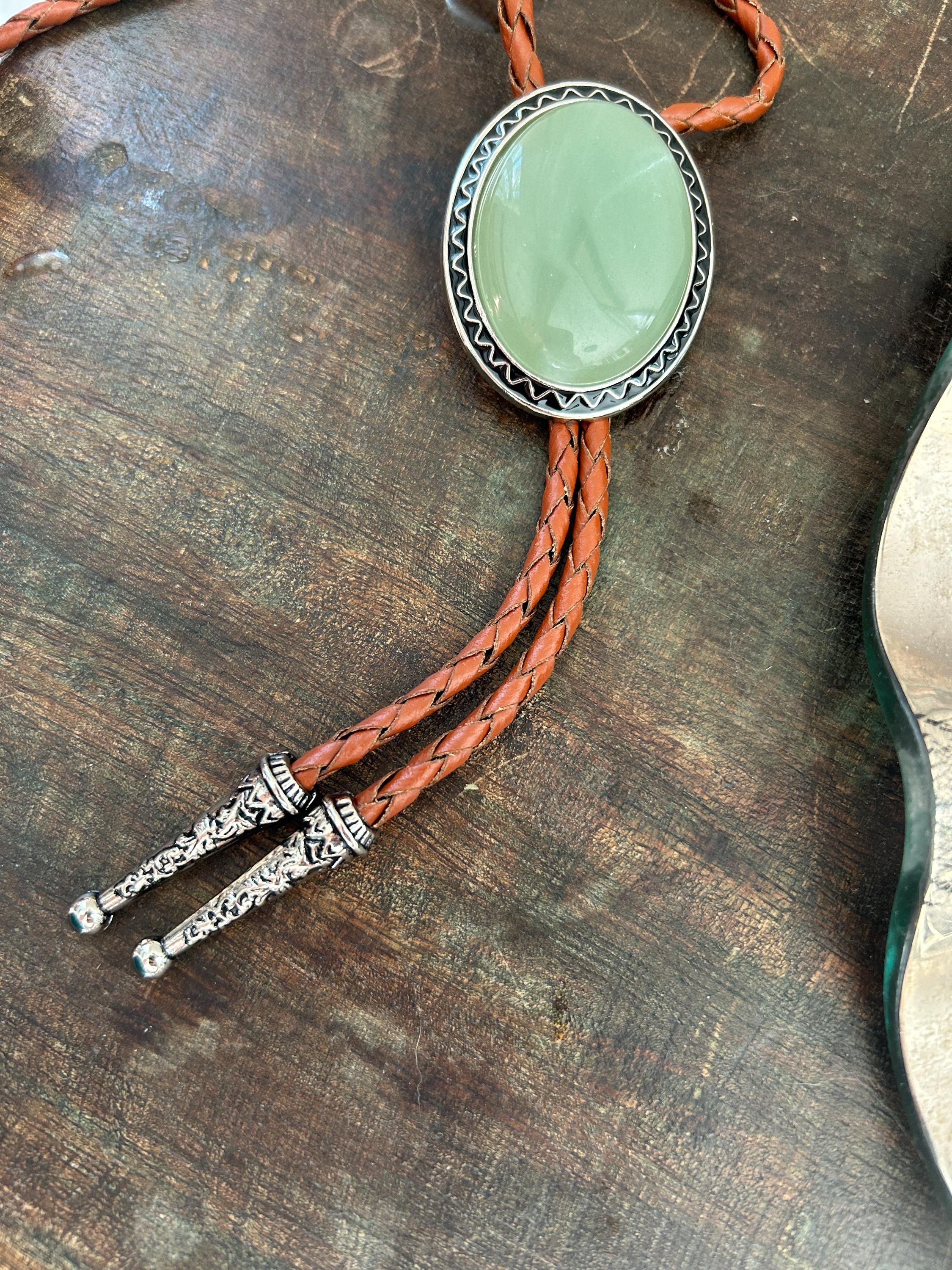 Sage Green Stone Bolo Tie