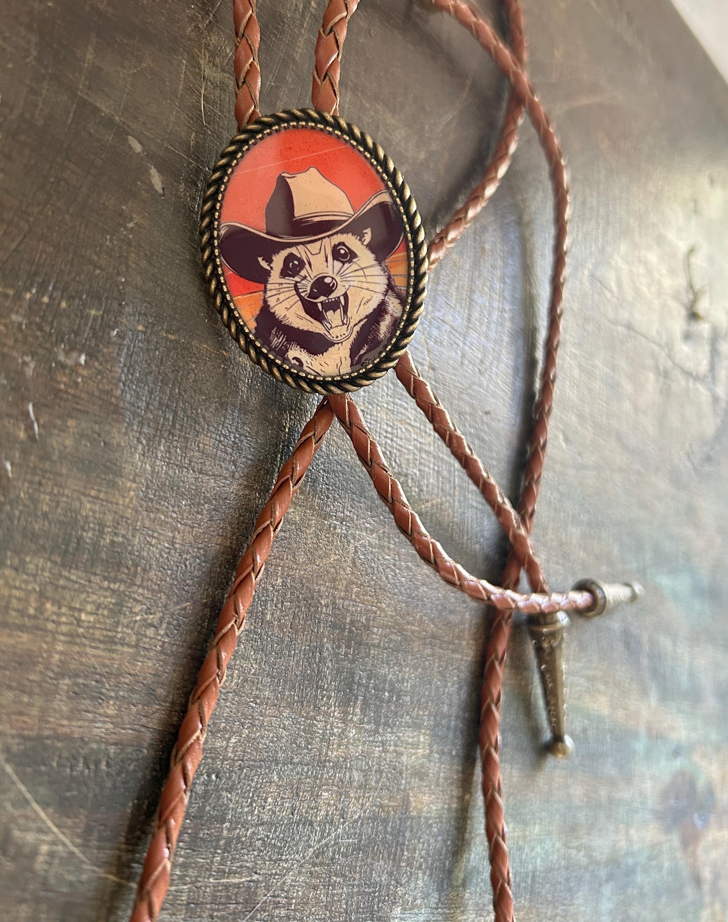 Cowboy Opossum Bolo Tie