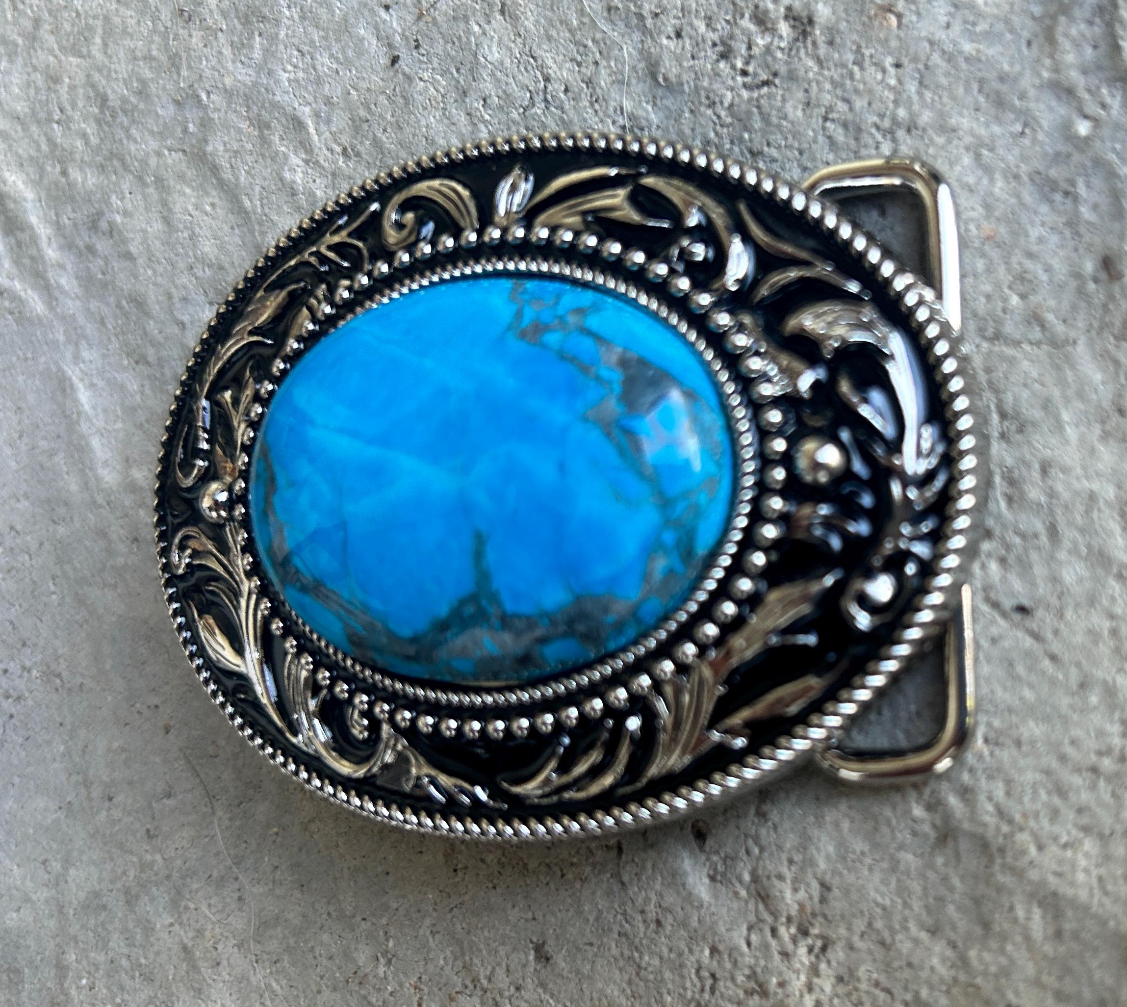 Silver Engraved Western Belt Buckle