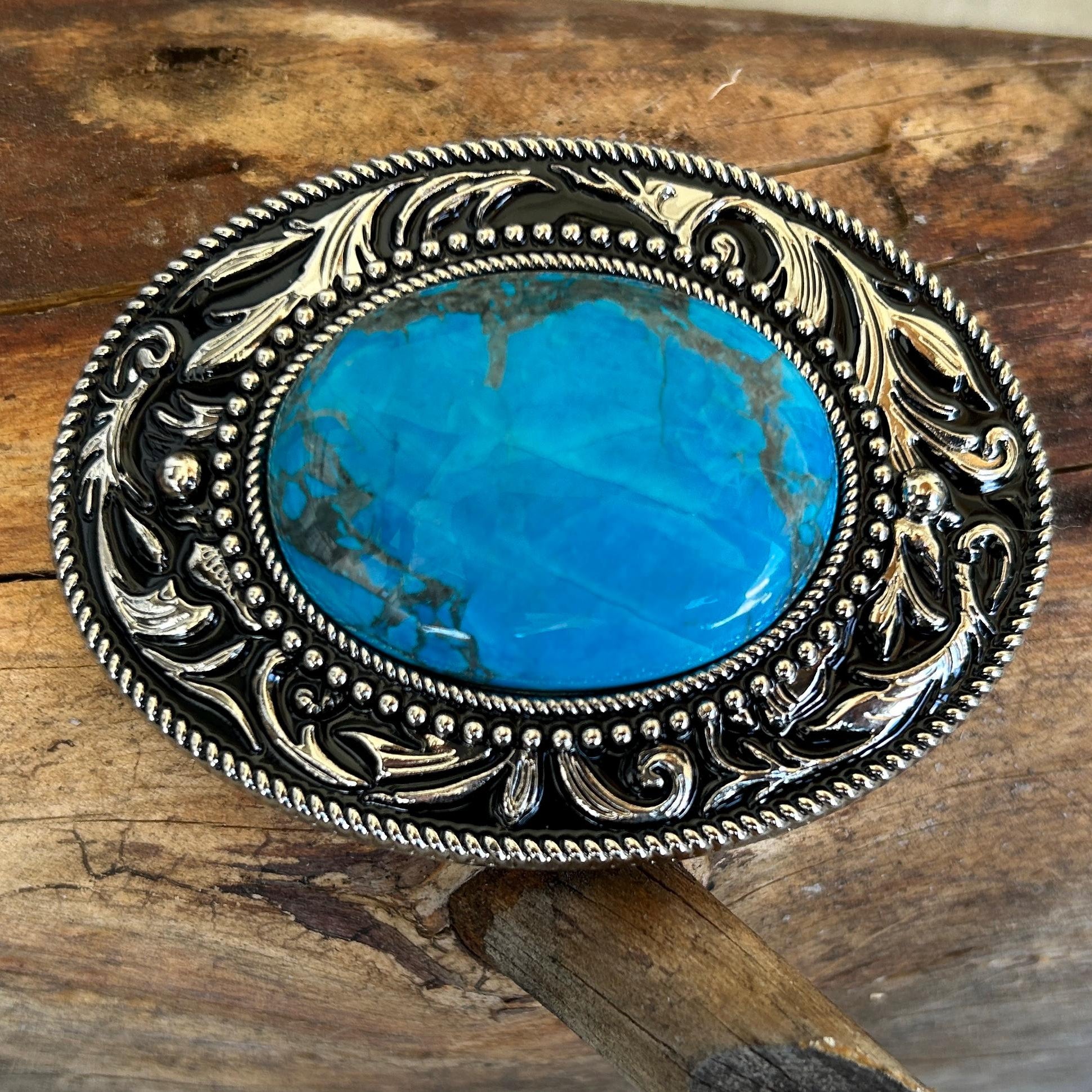 Silver Engraved Western Belt Buckle