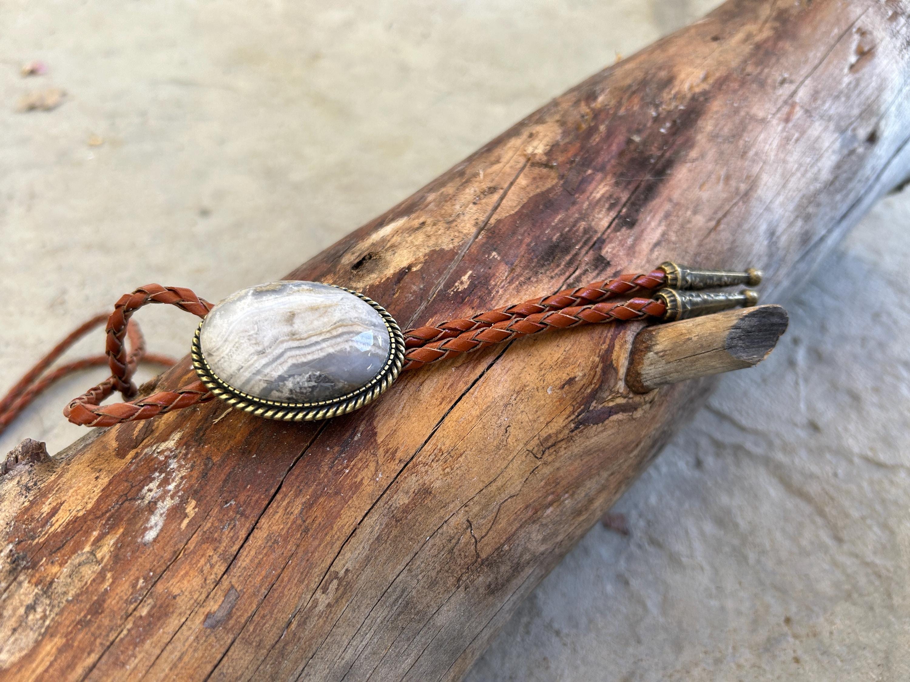White Stone Bolo Tie