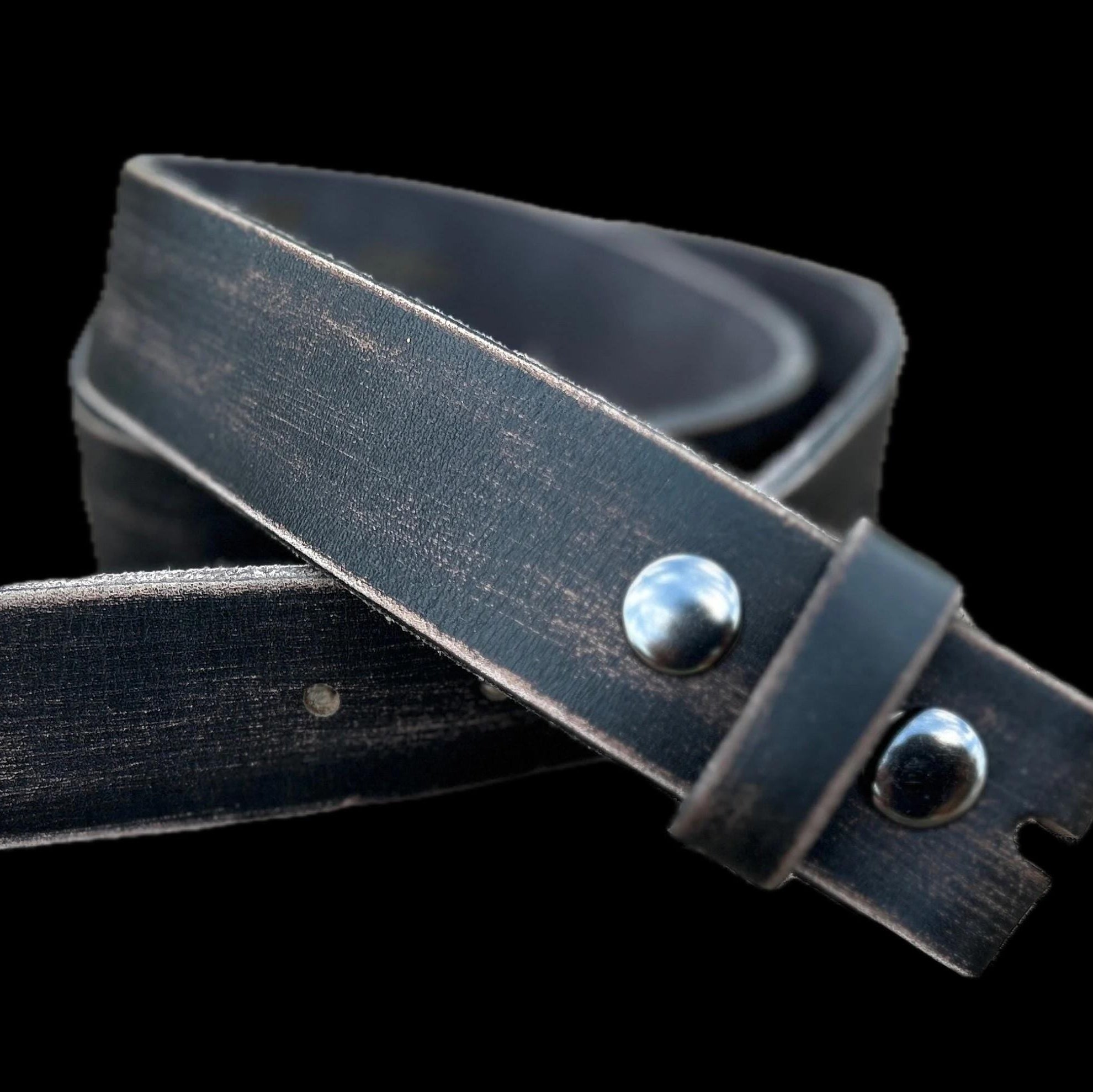 Black Leather Snap Belt Strap