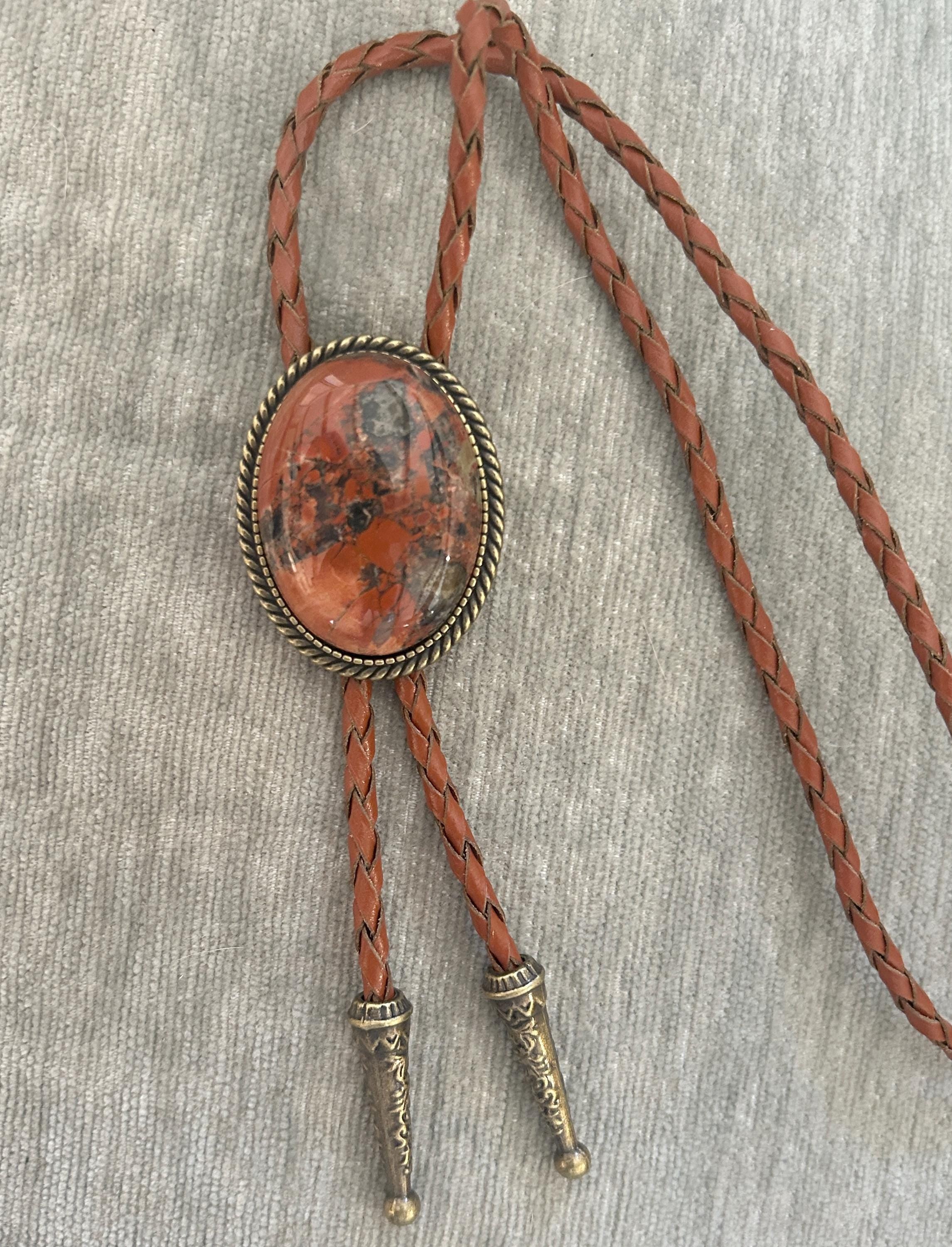 Burnt Orange Stone Bolo Tie