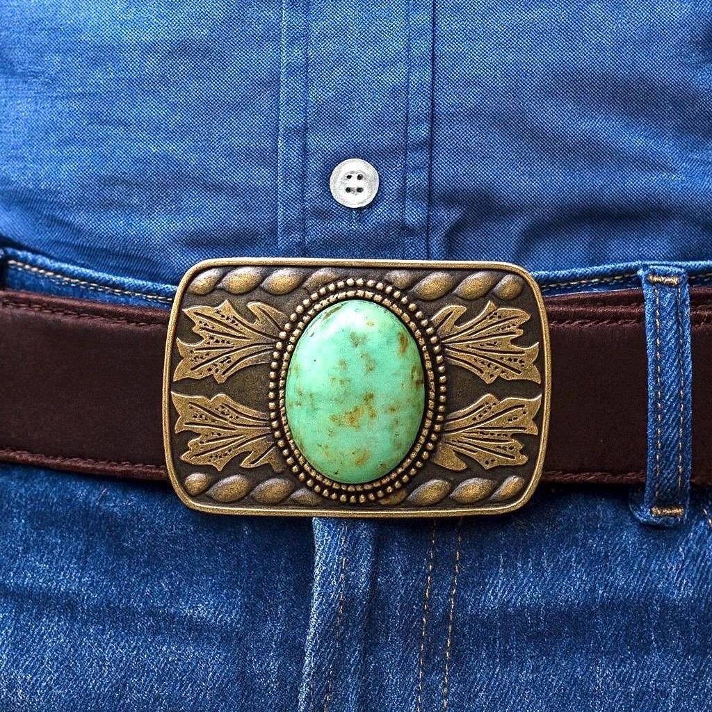 Antique Gold Western Belt Buckle