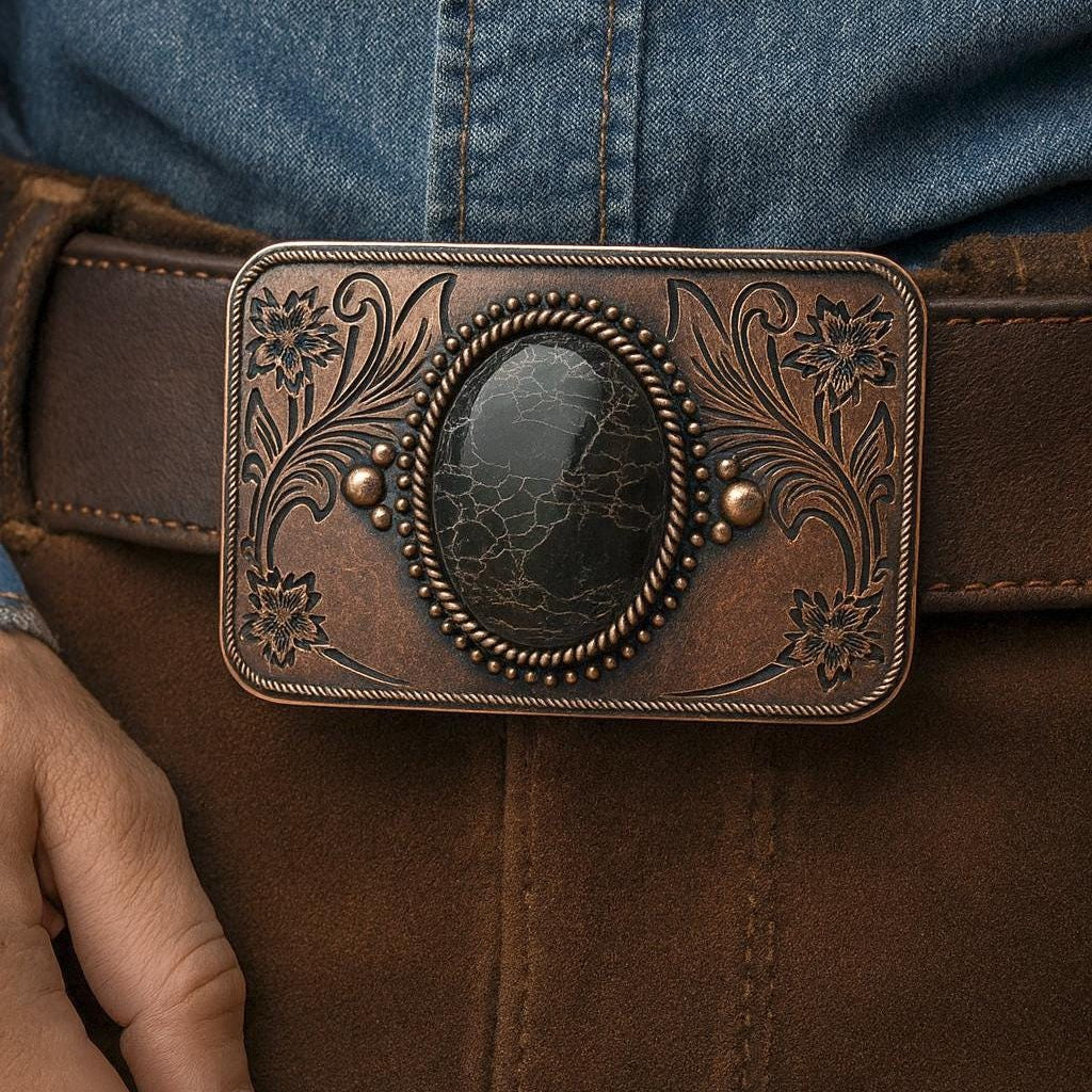 Antique Copper Western Belt Buckle