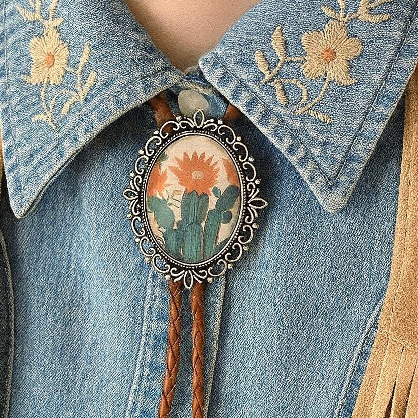 Cactus Flower Bolo Tie
