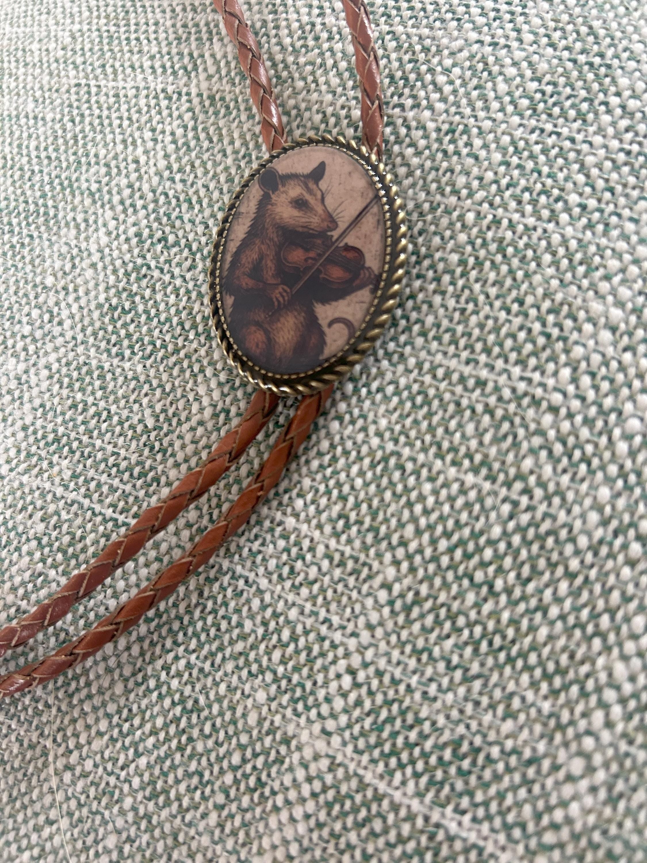 Opossum Playing the Fiddle Bolo Tie