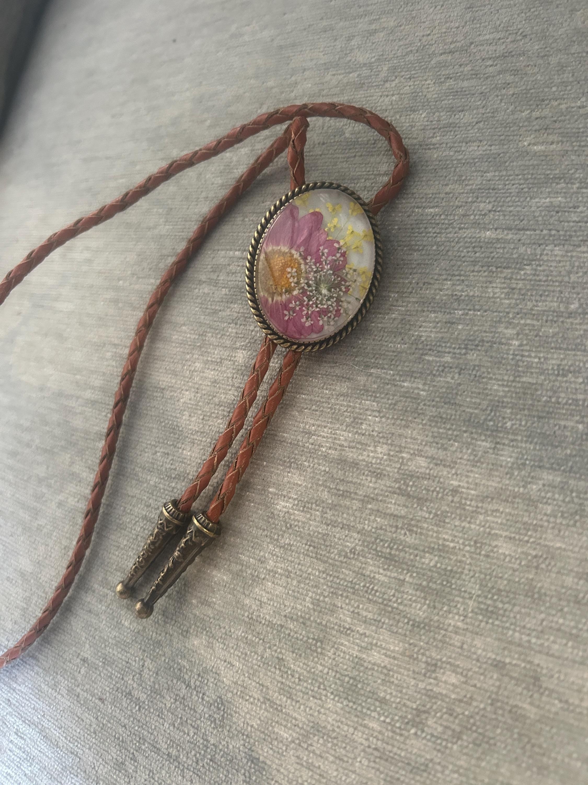 Pressed Flower Bolo Tie