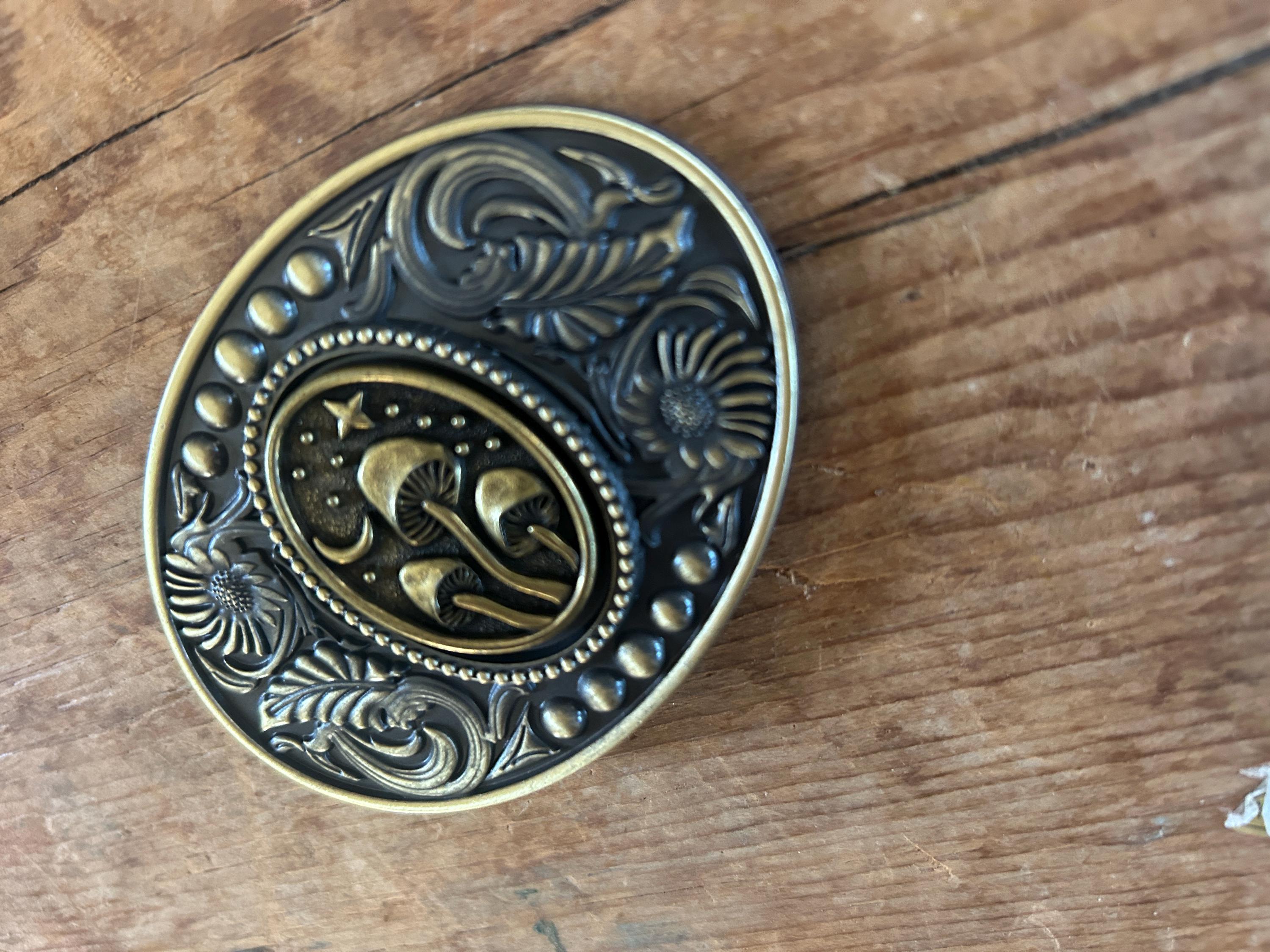 Antique Gold Mushroom Belt Buckle