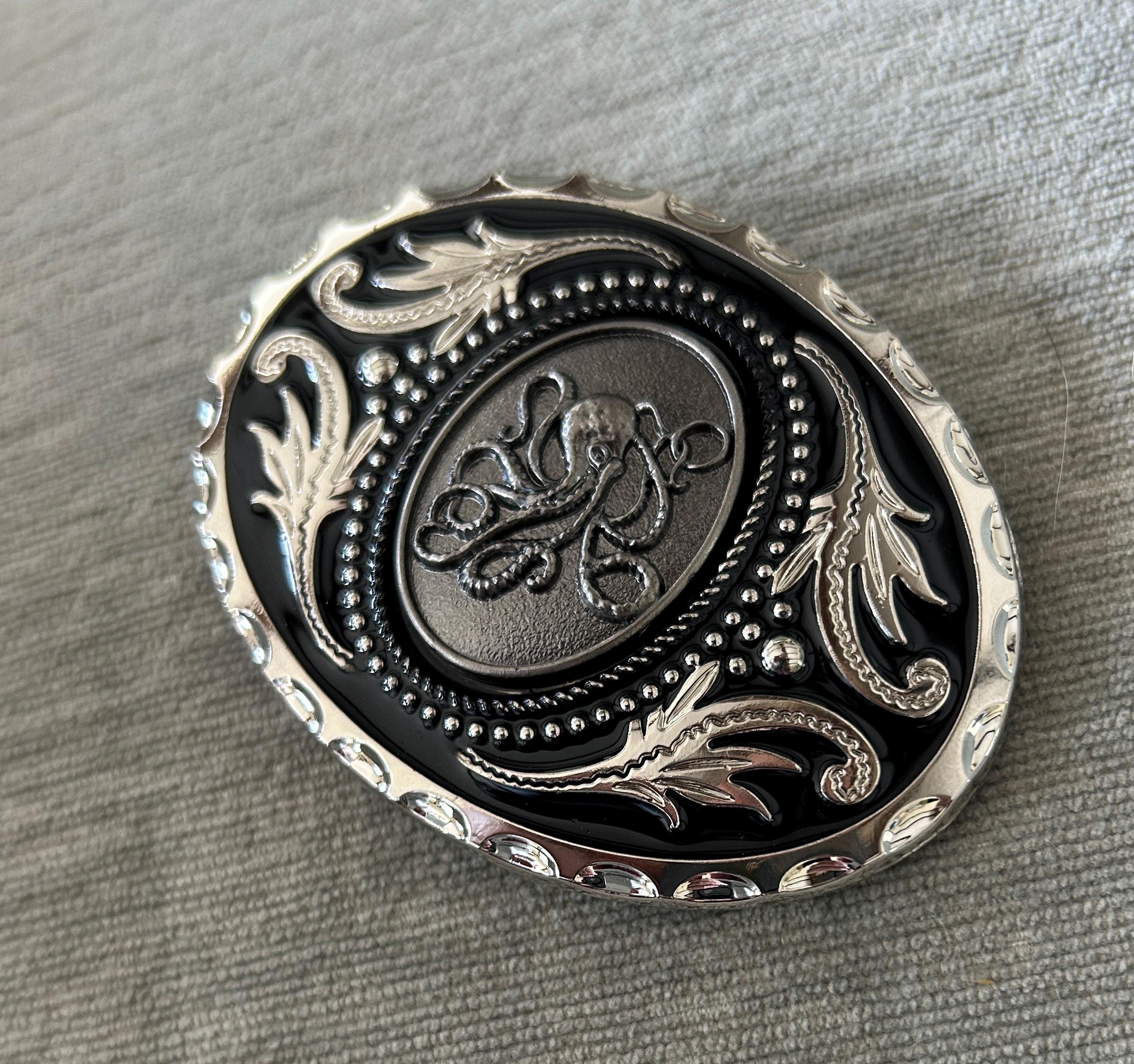 Silver Octopus Belt Buckle