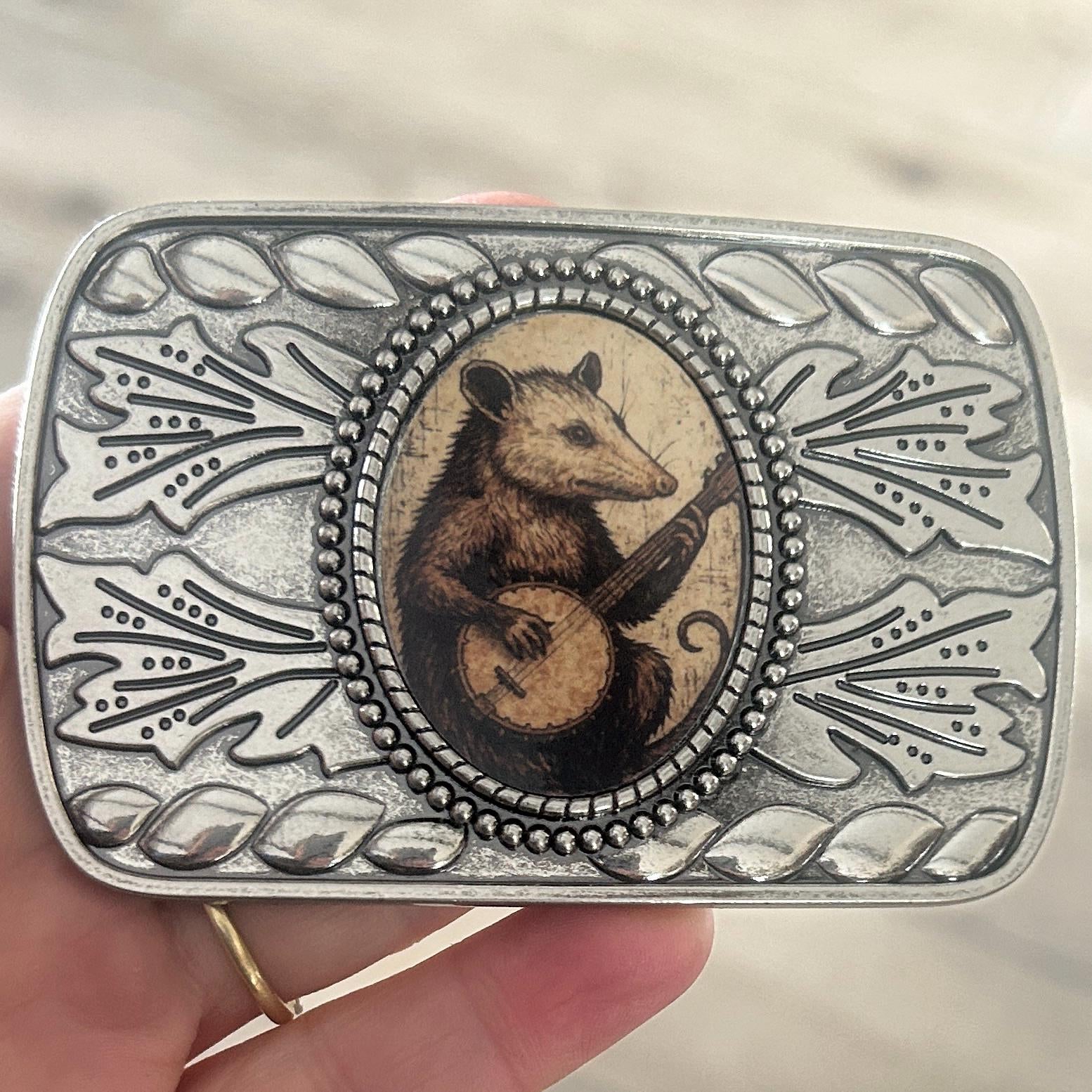 Western Opossum Belt Buckle