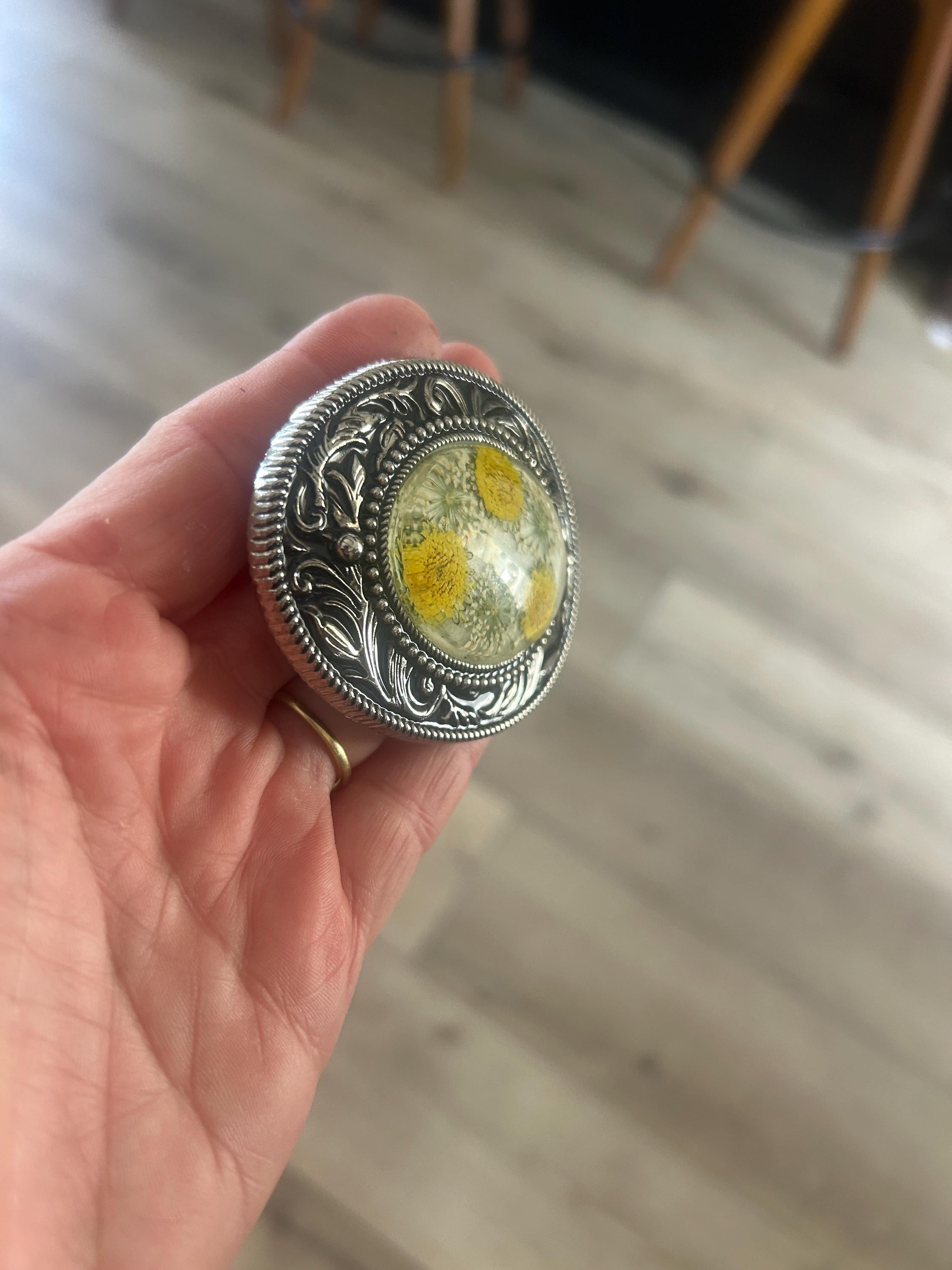Pressed Flower Belt Buckle