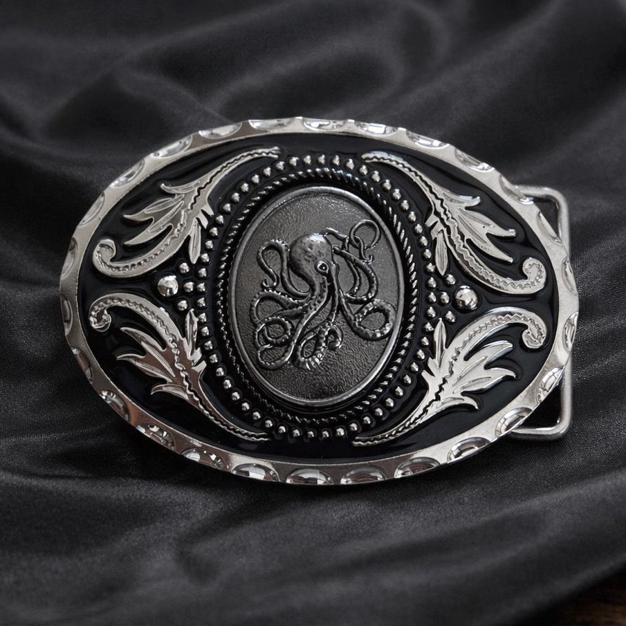 Silver Octopus Belt Buckle