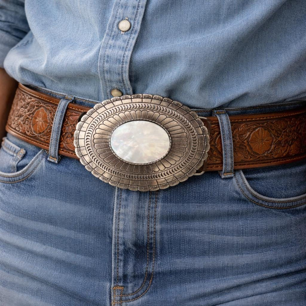 Mother of Pearl Shell Belt Buckle
