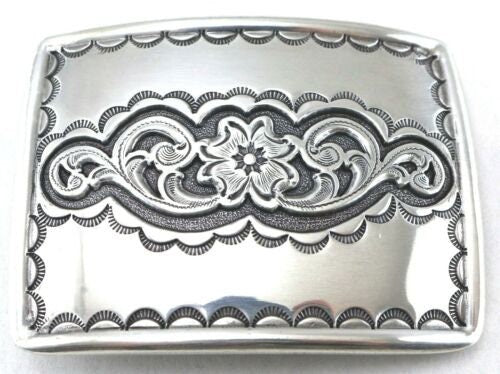 Silver Engraved Belt Buckle