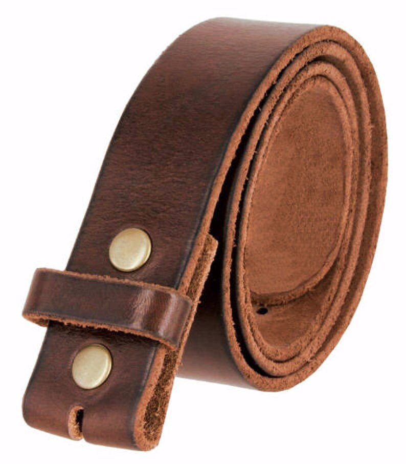 1.5'' Wide Distressed Brown Leather Belt Strap