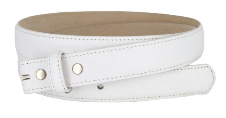 1'' Wide White Leather Belt Strap