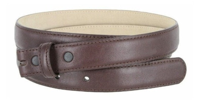 1'' Wide Skinny Brown Leather Belt Strap