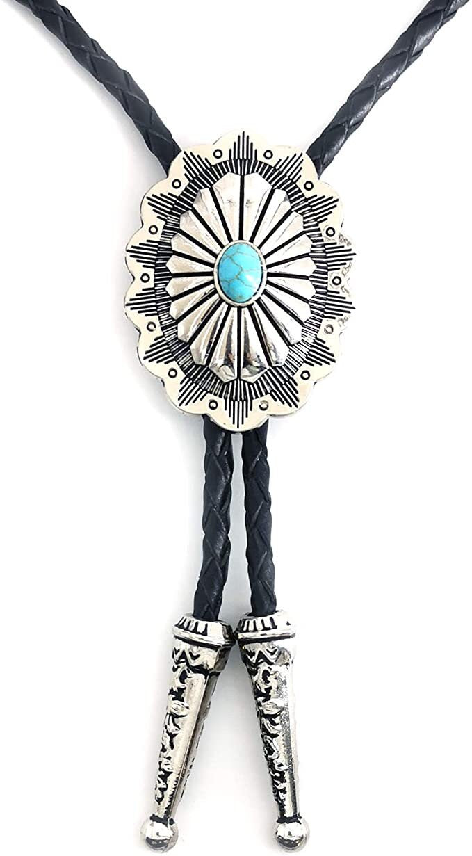 Southwestern Concho Turquoise Bolo Tie