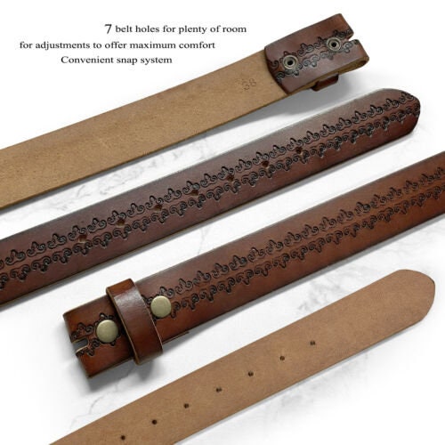 1.5'' Wide Brown Tooled Belt Strap
