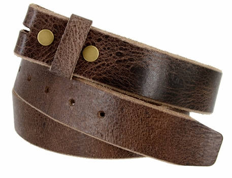 1.5'' Wide Distressed Edge Brown Leather Belt Strap