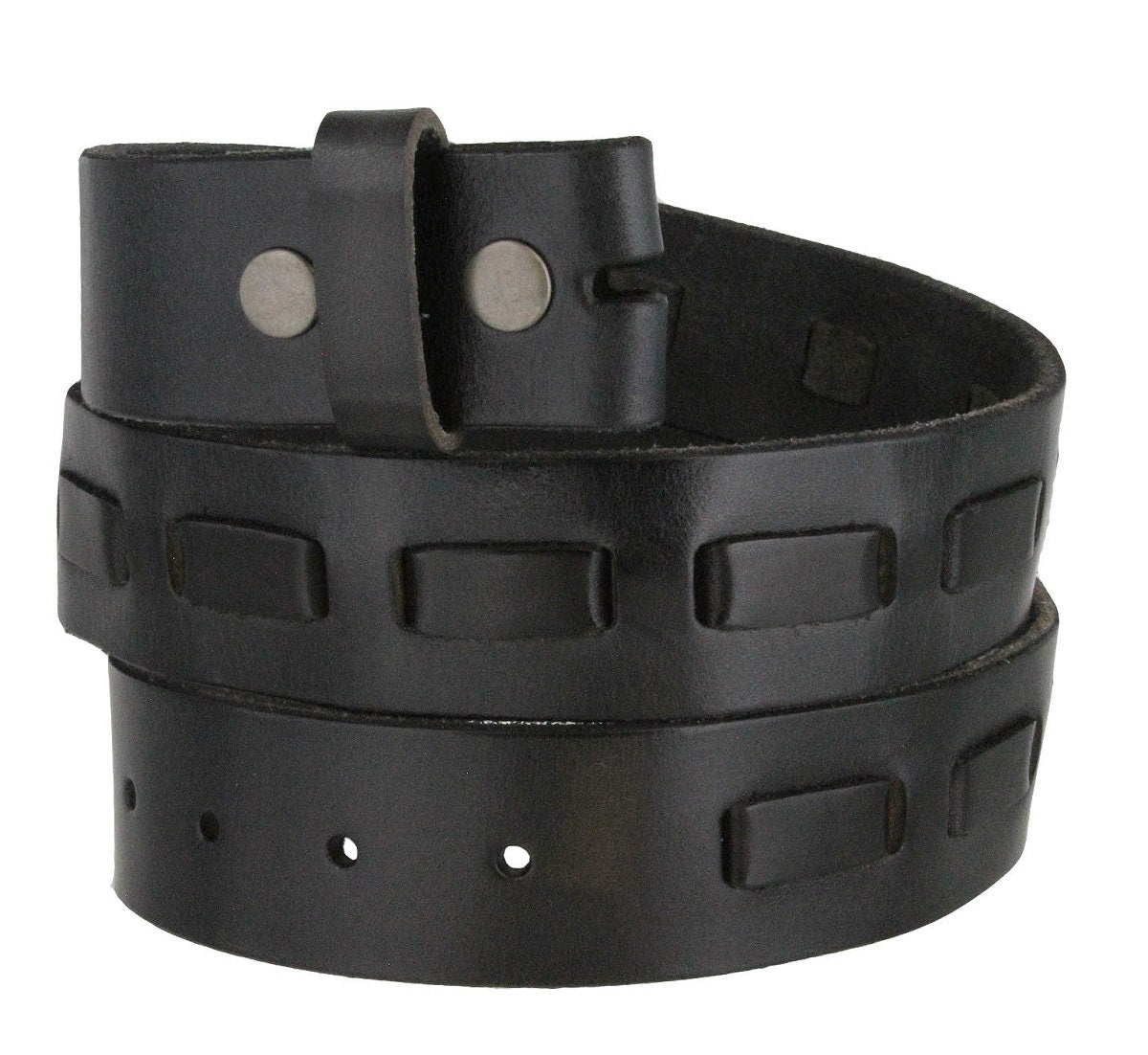 1.5'' Wide Laced Black Leather Belt Strap