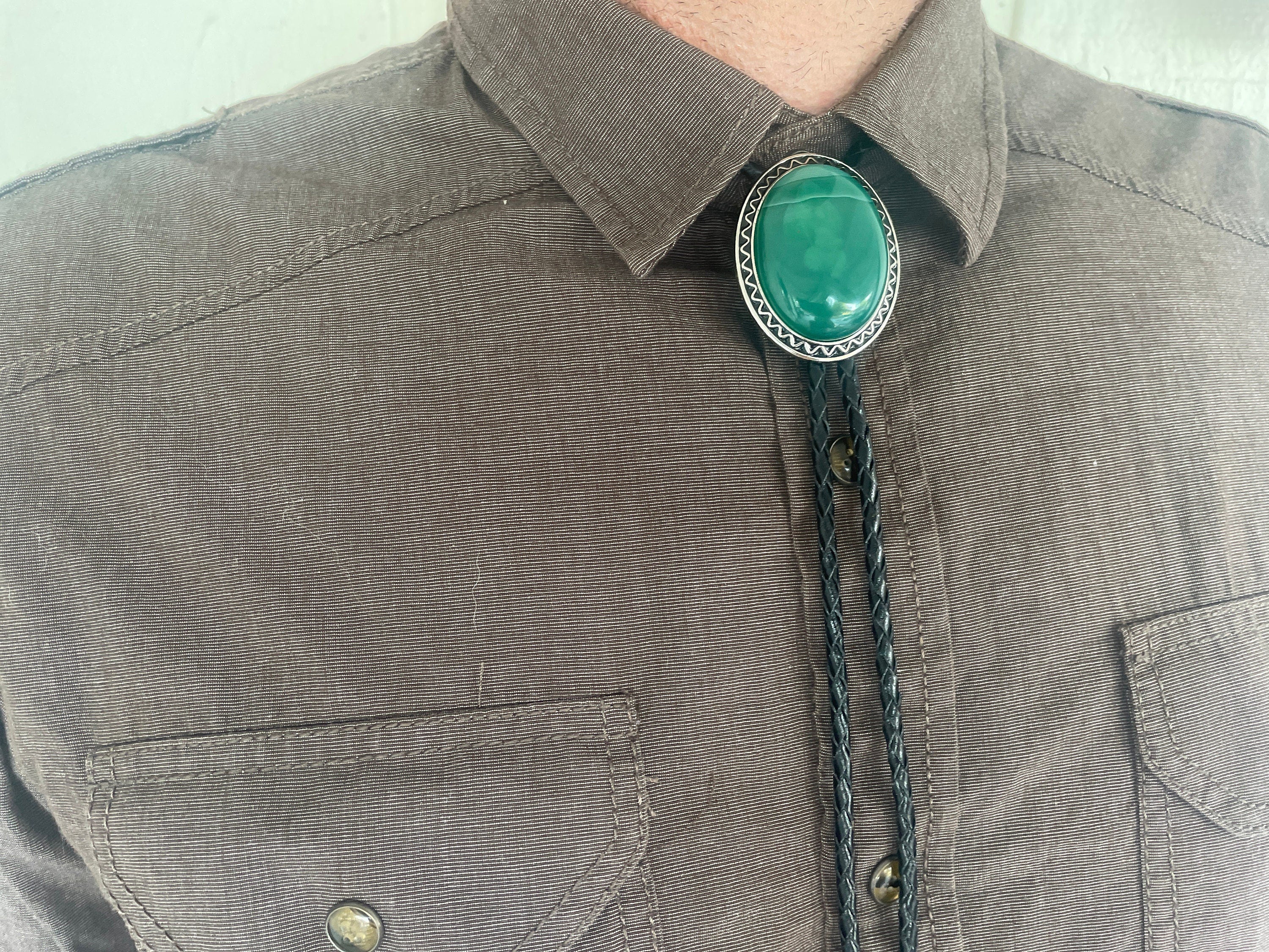 Southwestern Green Stone Bolo Tie