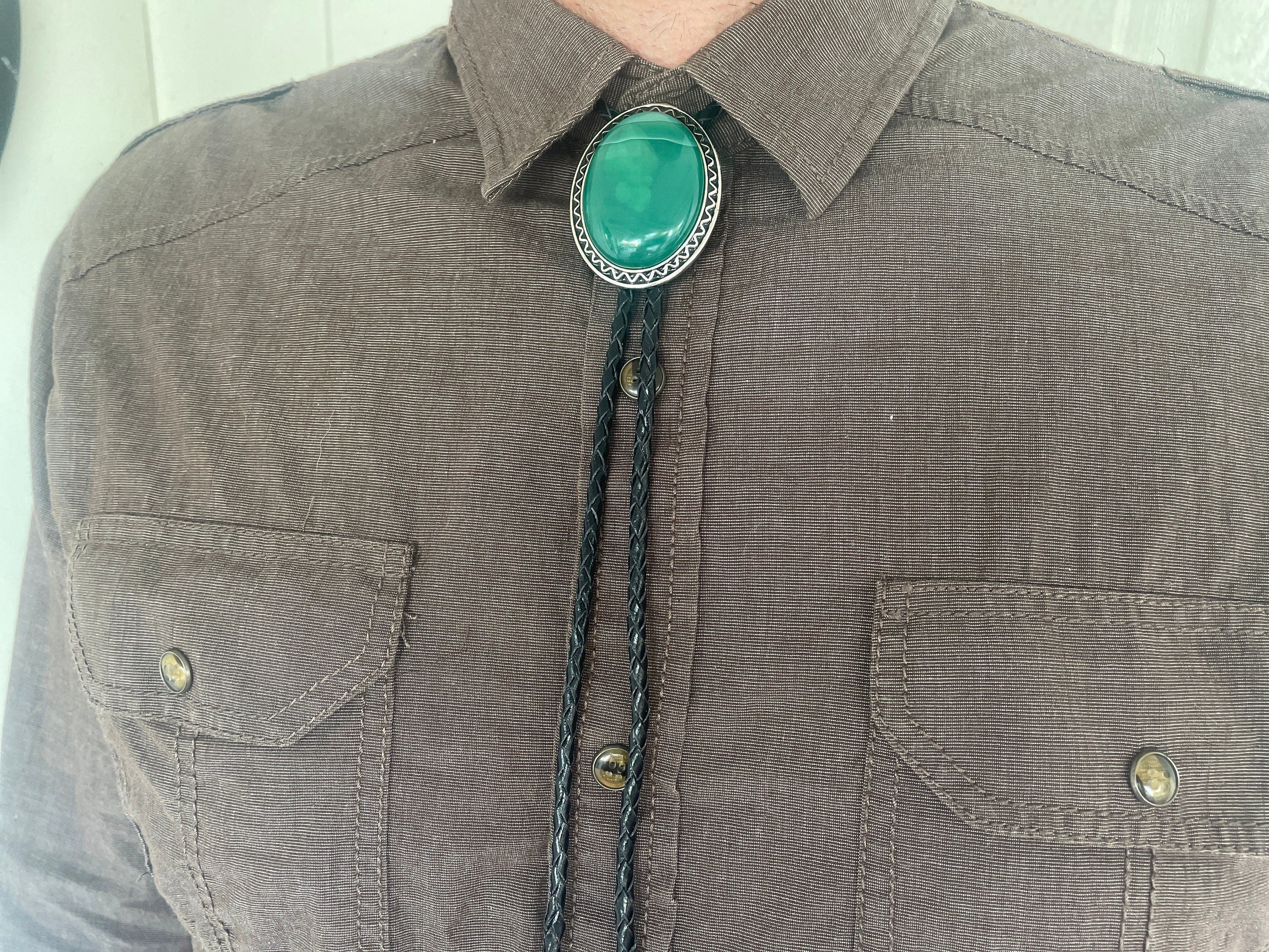 Southwestern Green Stone Bolo Tie