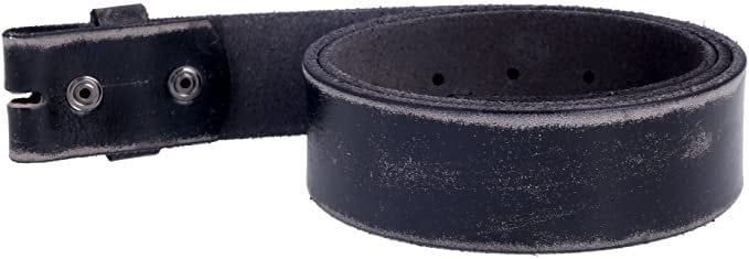 1.5'' Black Distressed Leather Belt Strap
