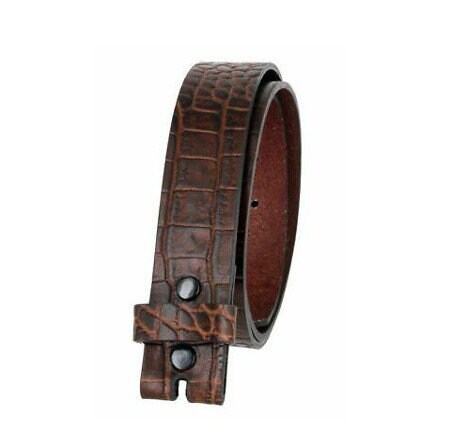 1.5'' Croc Brown Leather Belt Strap