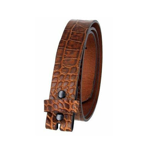1.5'' Wide Croc Print Brown Belt Strap
