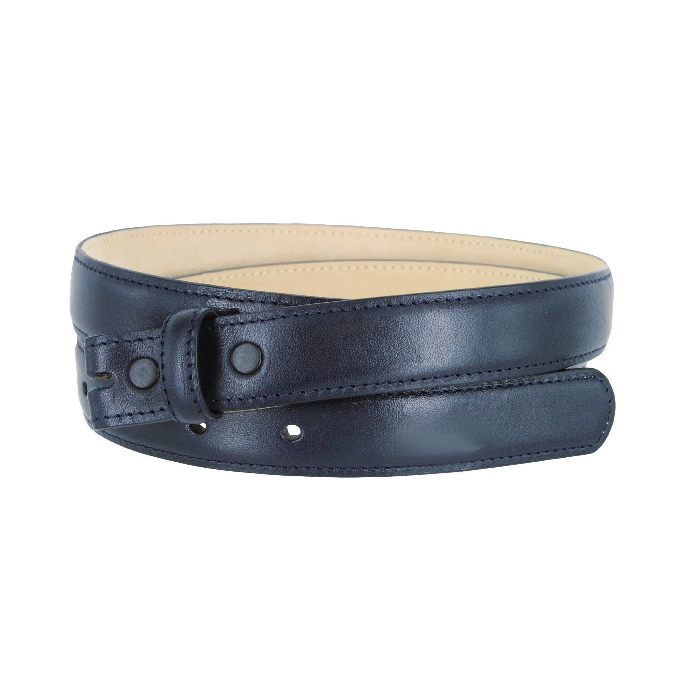 1'' Wide Navy Blue Leather Belt Strap