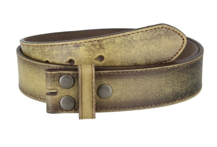 1.5'' Wide Tan Leather Snap Belt Strap
