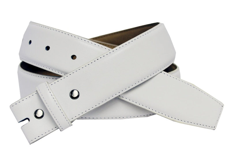 1.5'' Wide White Leather Belt Strap