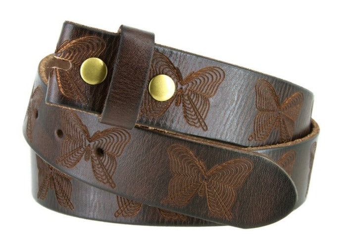 1.5'' Wide Butterfly Leather Belt Strap