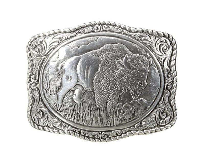 Silver Engraved Buffalo Belt Buckle