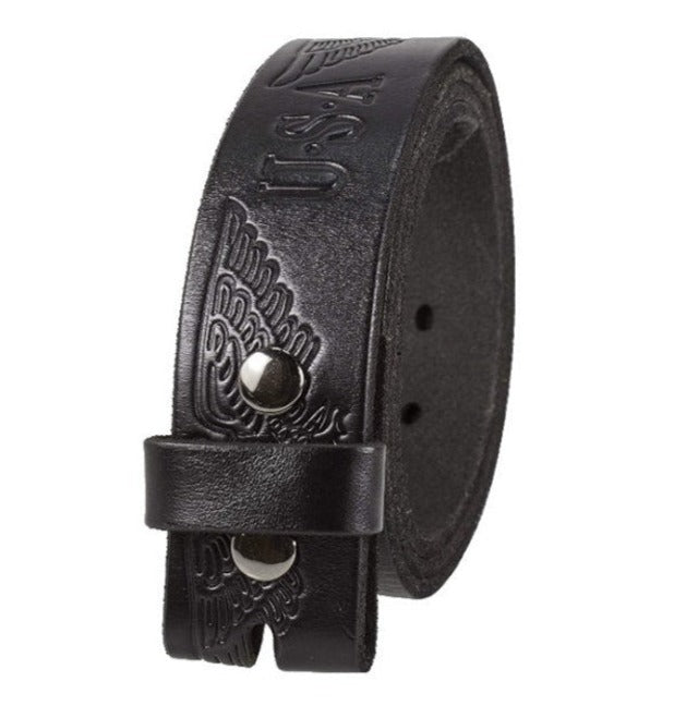 1.5'' Wide USA Black Leather Belt Strap