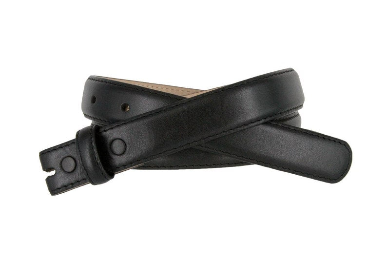 1'' Wide Black Leather Snap Belt Strap