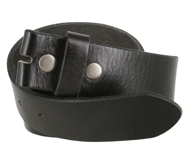 1.5'' Wide Black Leather Belt Strap