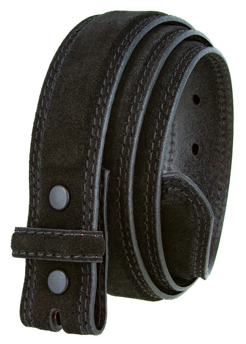 1.5'' Wide Suede Stitched Black Belt Strap